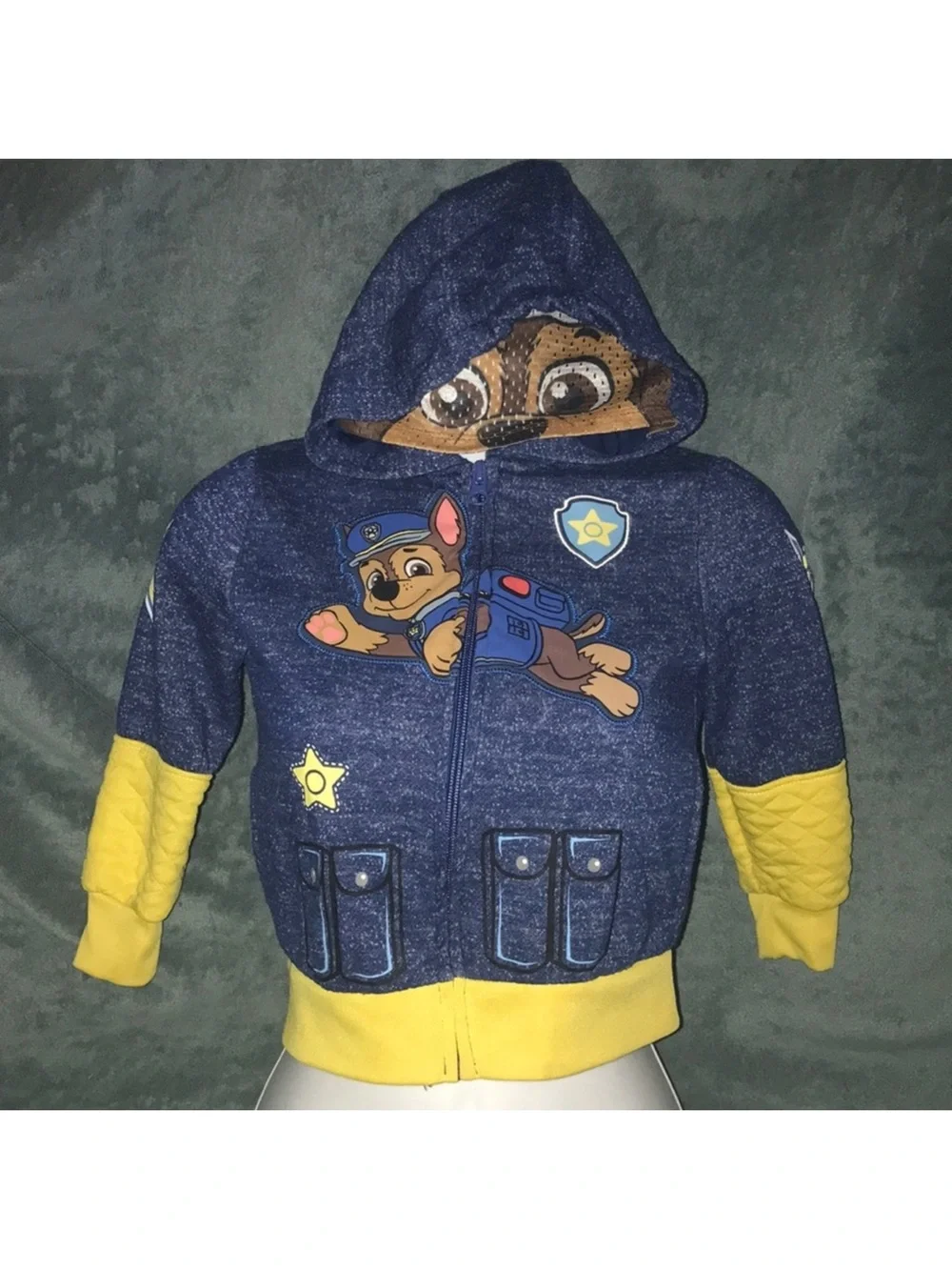 Nickelodeon Paw Patrol Chase Kids Hoodie Jacket 4T - Navy & Yellow damaged